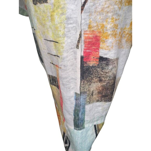 Jess & Jane Abstract Print Short Sleeve Tunic Top  S Casual Lightweight Artsy - Picture 8 of 8
